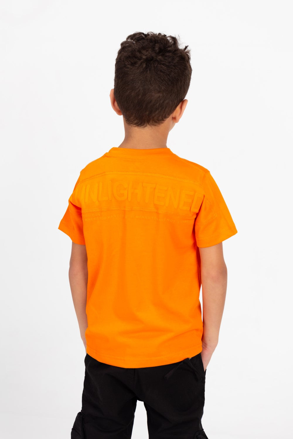 Boy's Crew Neck Basic T-Shirt with Text Print