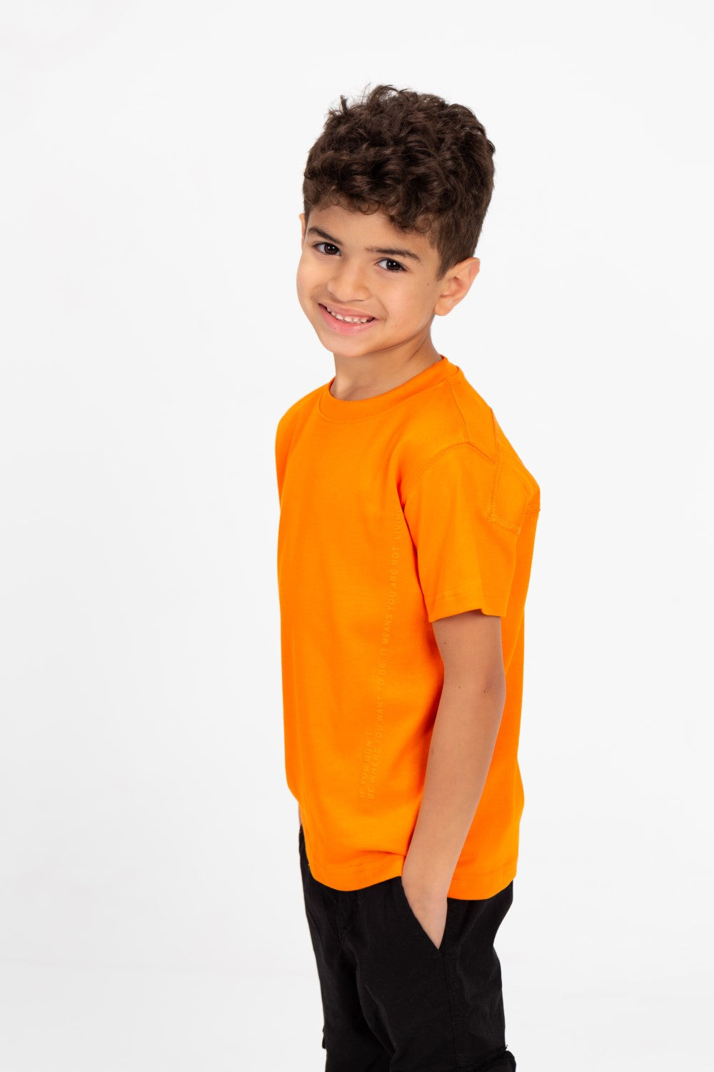 Boy's Crew Neck Basic T-Shirt with Text Print