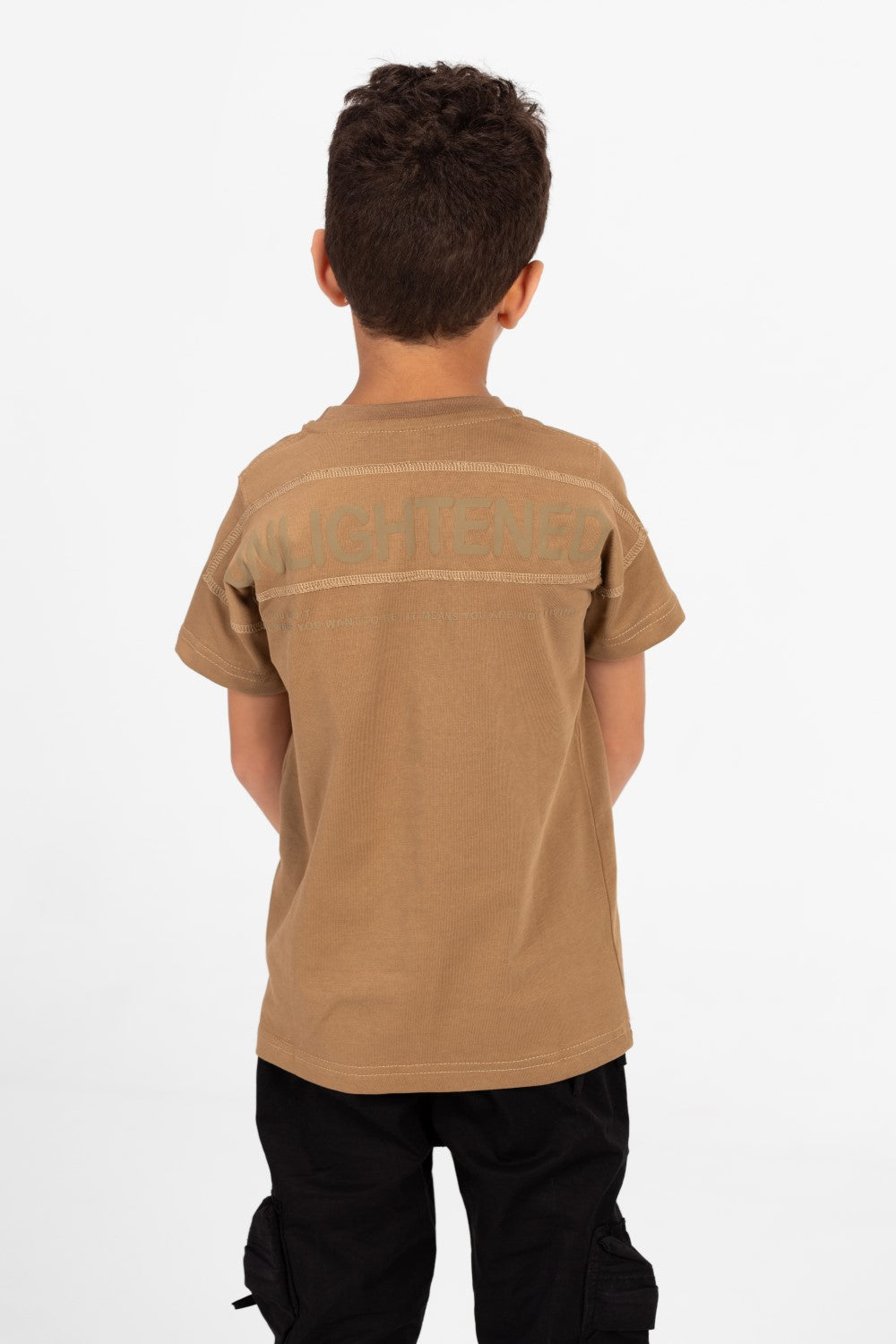 Boy's Crew Neck Basic T-Shirt with Text Print