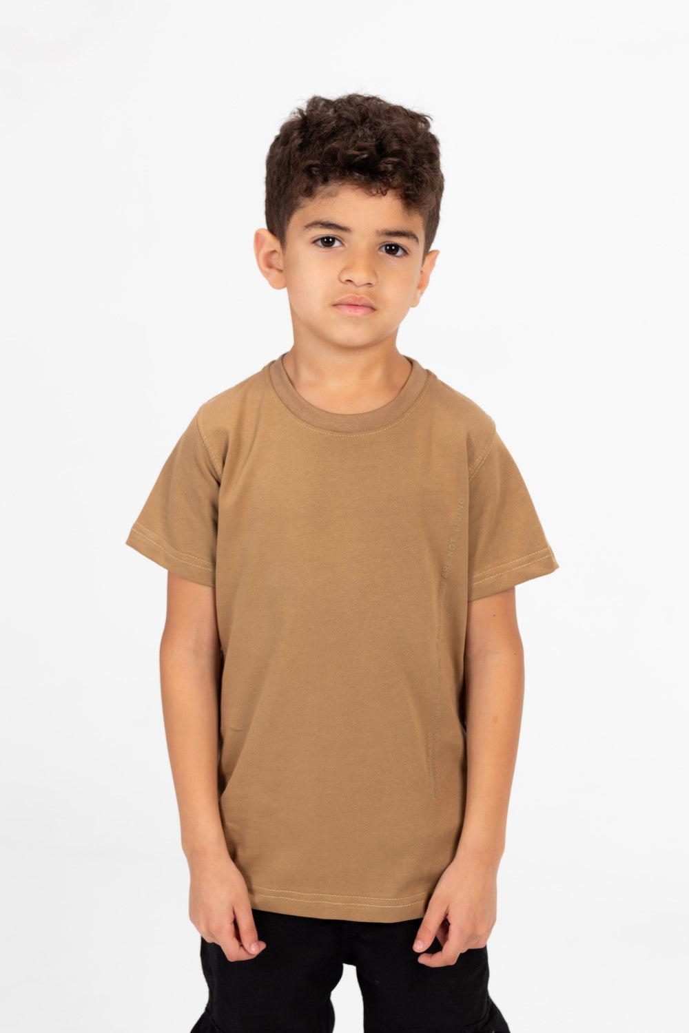 Boy's Crew Neck Basic T-Shirt with Text Print