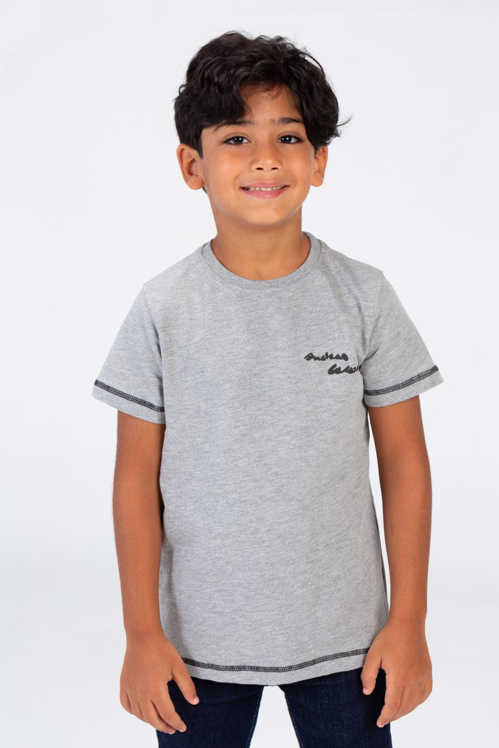 تي شيرت للأولاد بأكمام قصيرة ورقبة دائرية مصنوع من مادة ميلتون الصيفية