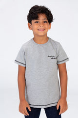 تي شيرت للأولاد بأكمام قصيرة ورقبة دائرية مصنوع من مادة ميلتون الصيفية