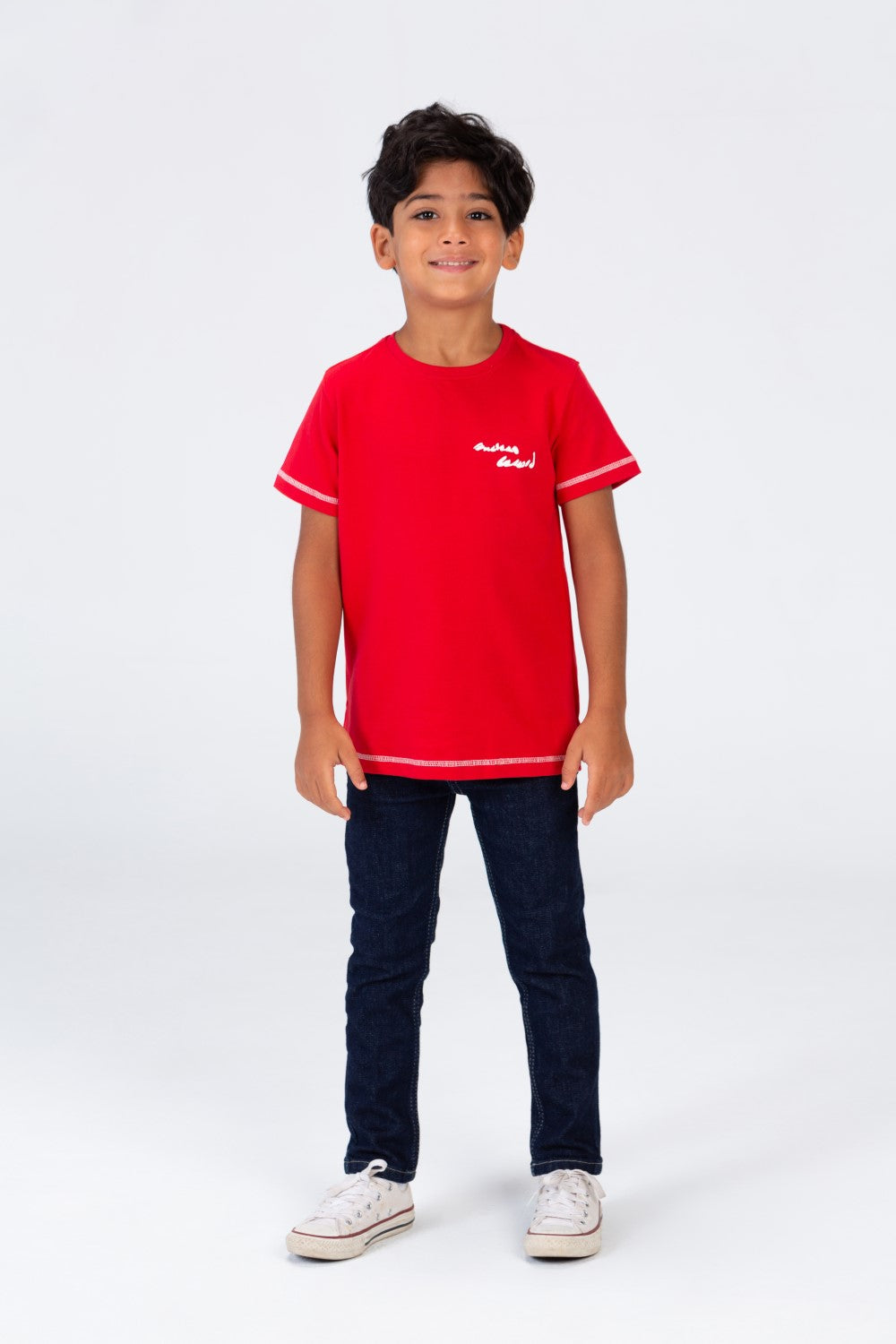 تي شيرت للأولاد بأكمام قصيرة ورقبة دائرية مصنوع من مادة ميلتون الصيفية