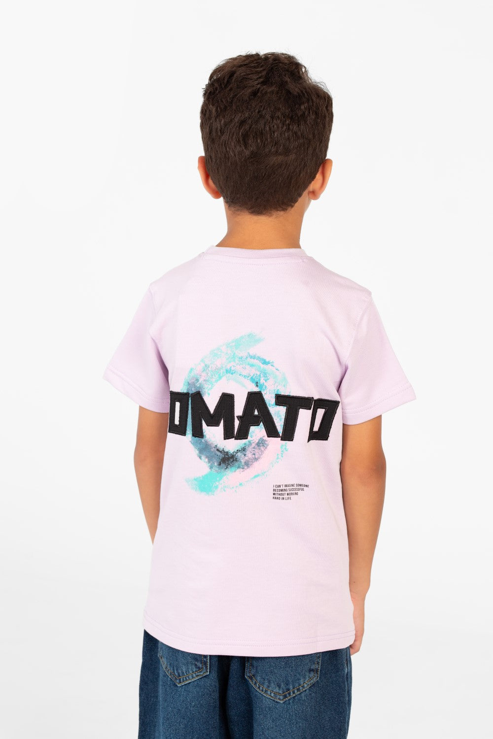 تي شيرت طماطم للأولاد بأكمام قصيرة ورقبة دائرية