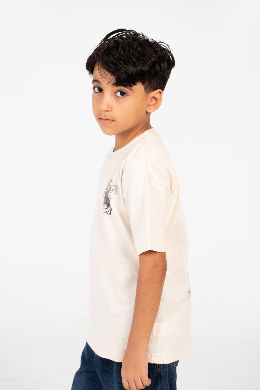 Boy's Oversized Printed Round Neck Half Sleeve Fashion T-Shirt