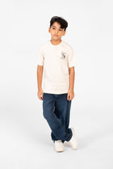 Boy's Oversized Printed Round Neck Half Sleeve Fashion T-Shirt