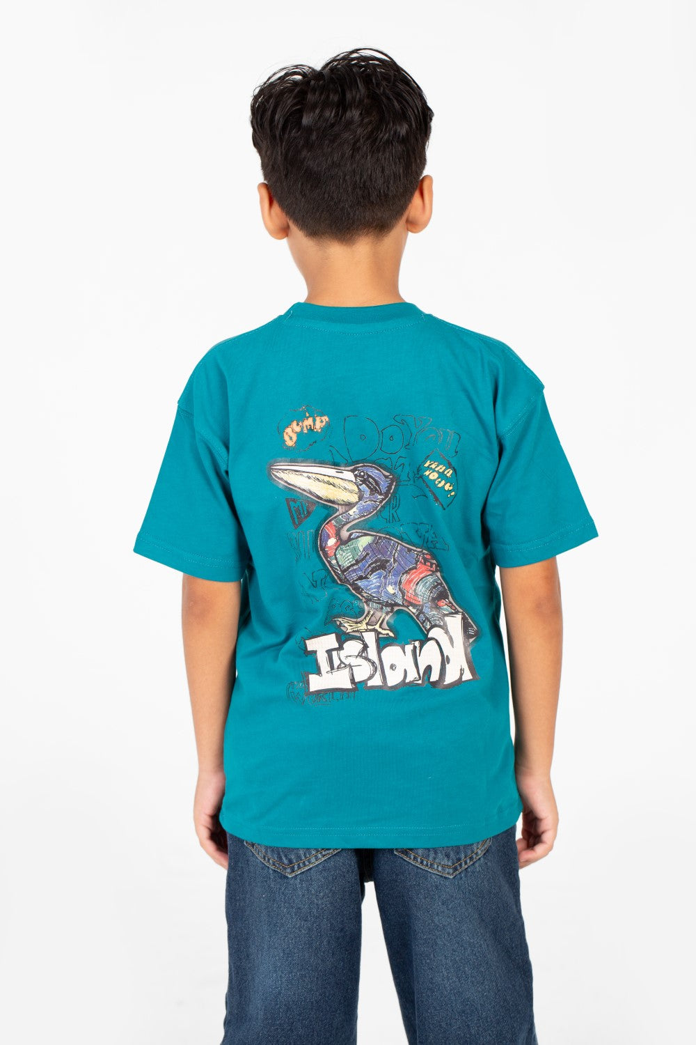 Boy's Oversized Printed Round Neck Half Sleeve Fashion T-Shirt