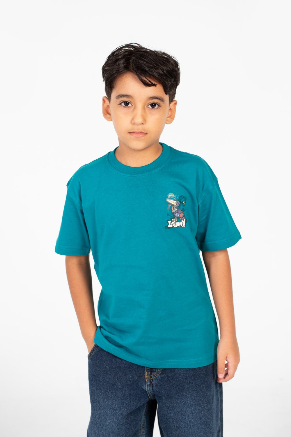 Boy's Oversized Printed Round Neck Half Sleeve Fashion T-Shirt