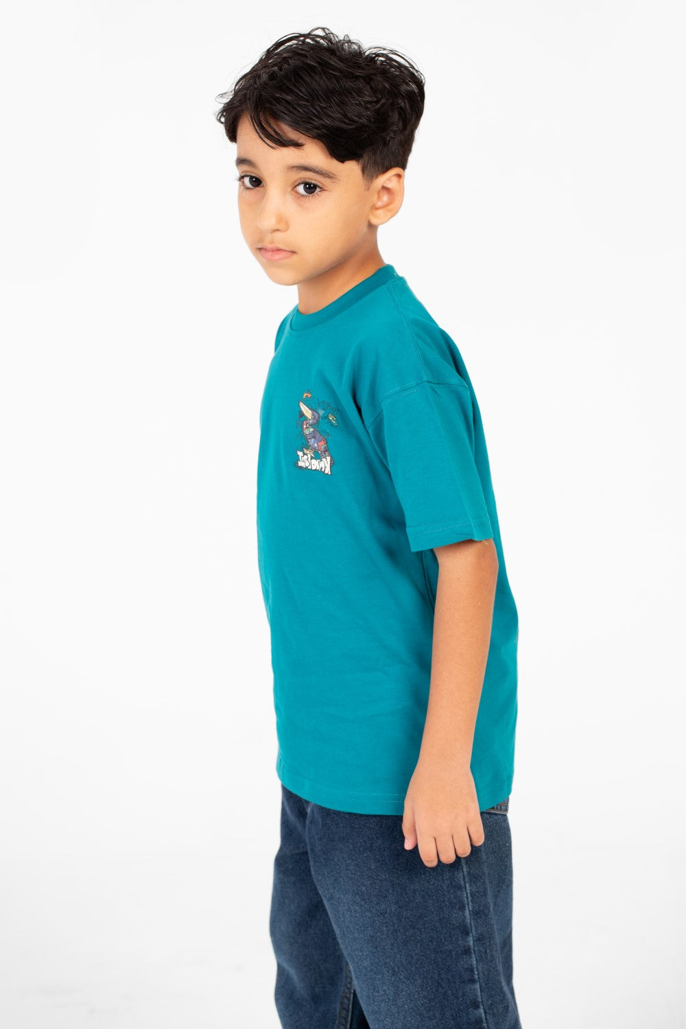 Boy's Oversized Printed Round Neck Half Sleeve Fashion T-Shirt