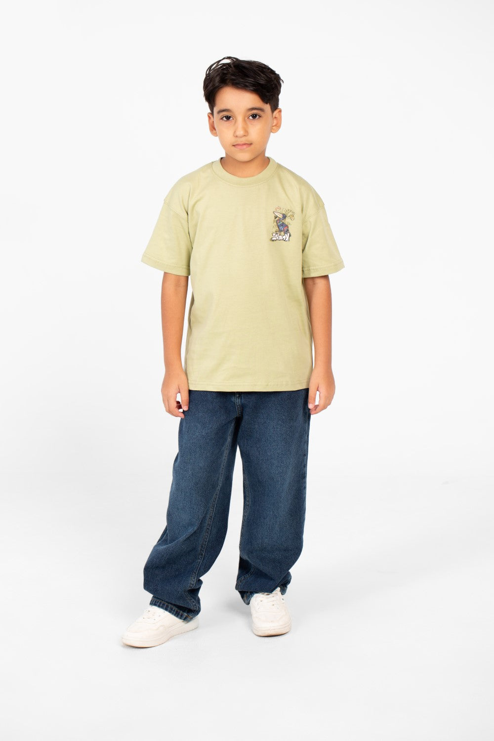 Boy's Oversized Printed Round Neck Half Sleeve Fashion T-Shirt