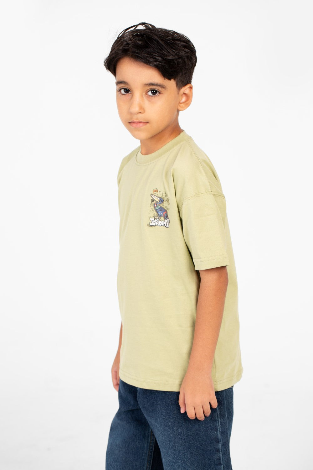 Boy's Oversized Printed Round Neck Half Sleeve Fashion T-Shirt