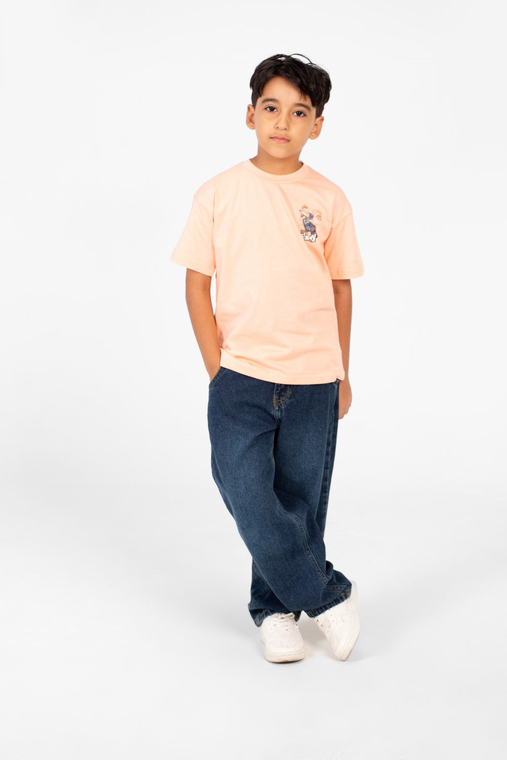 Boy's Oversized Printed Round Neck Half Sleeve Fashion T-Shirt