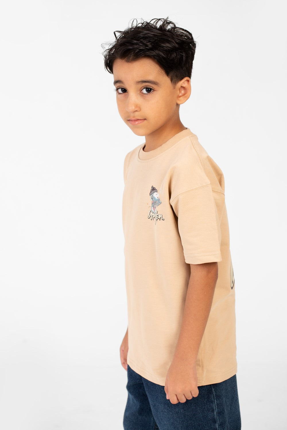 تي شيرت ميلتون صيفي كبير الحجم برقبة دائرية وأكمام قصيرة للأولاد