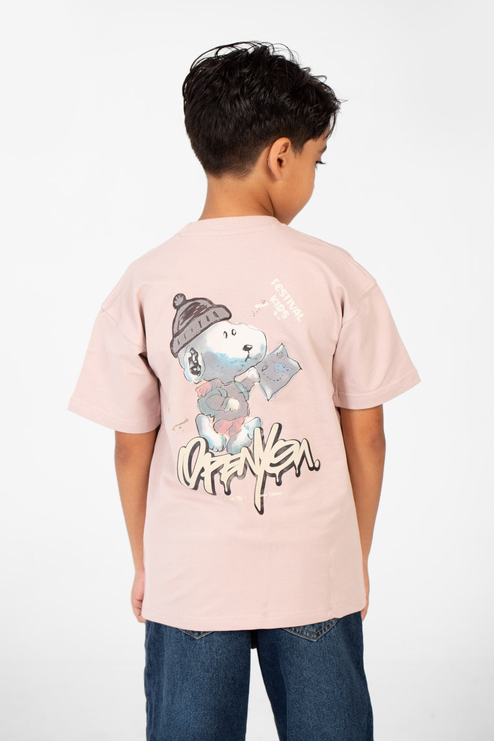 تي شيرت ميلتون صيفي كبير الحجم برقبة دائرية وأكمام قصيرة للأولاد