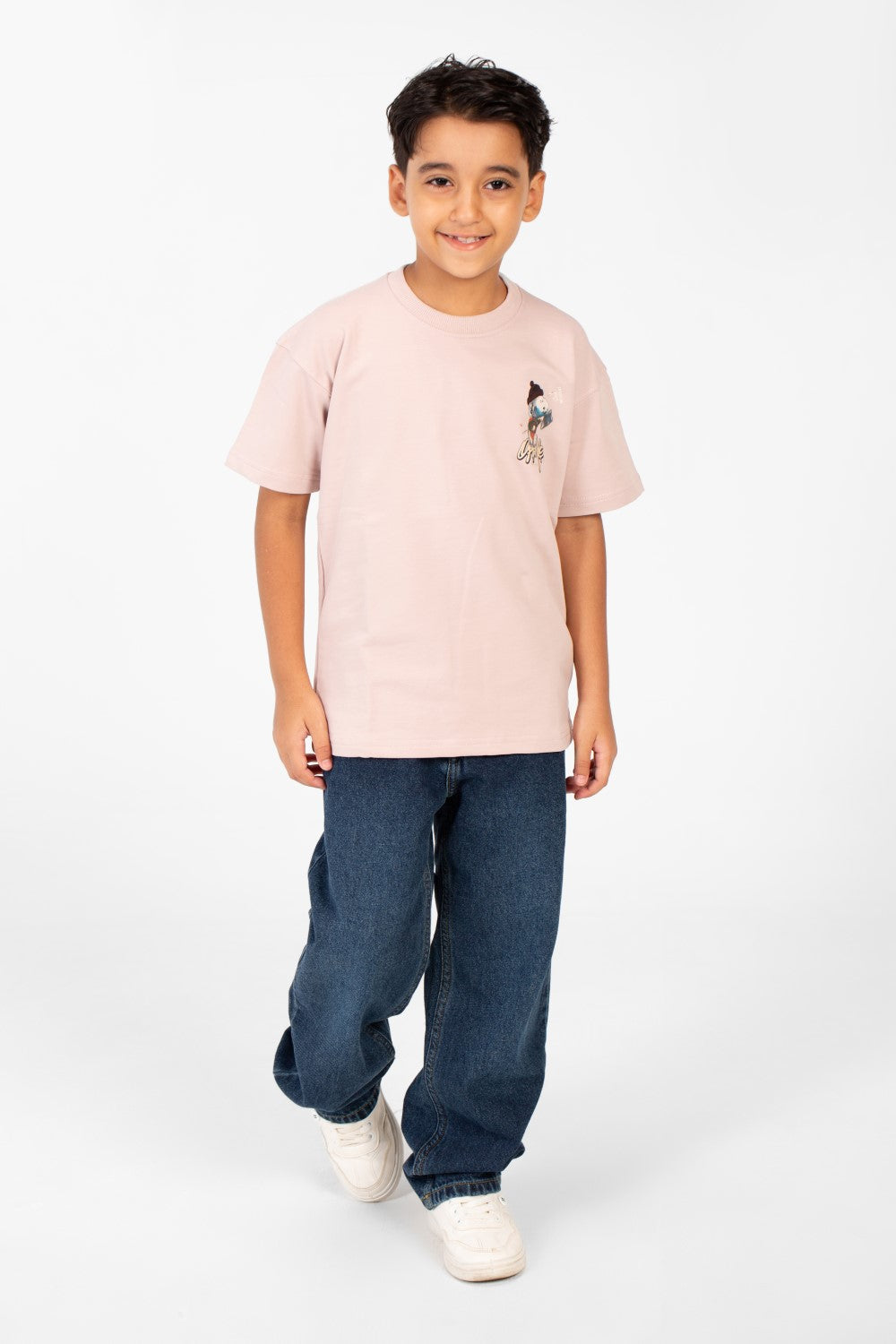 تي شيرت ميلتون صيفي كبير الحجم برقبة دائرية وأكمام قصيرة للأولاد