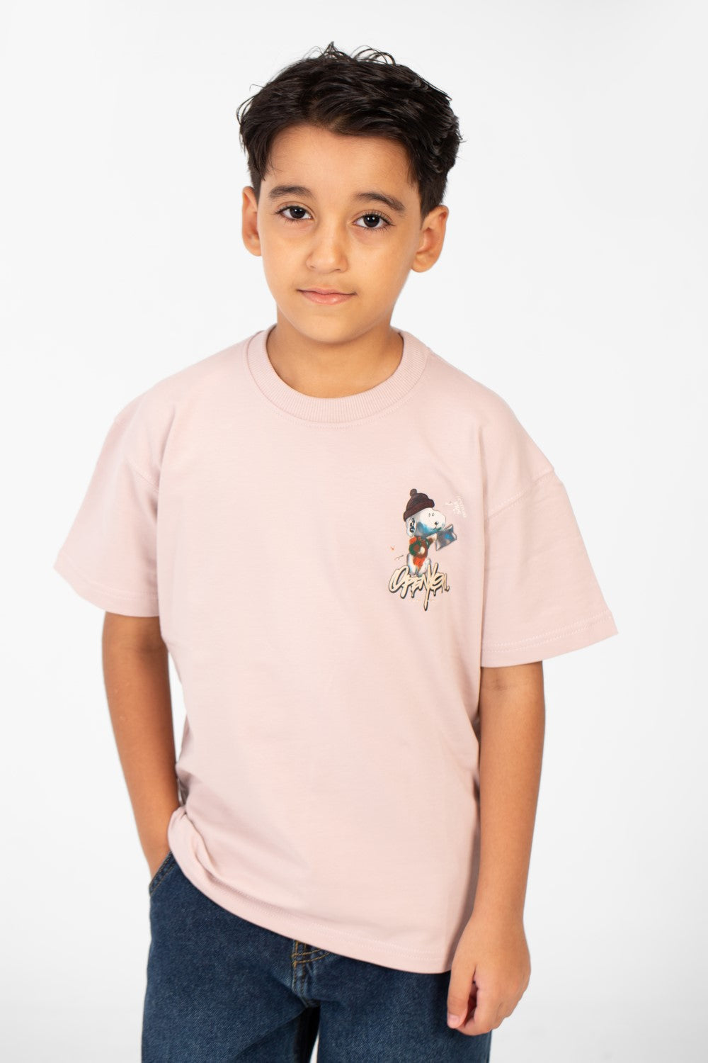 تي شيرت ميلتون صيفي كبير الحجم برقبة دائرية وأكمام قصيرة للأولاد