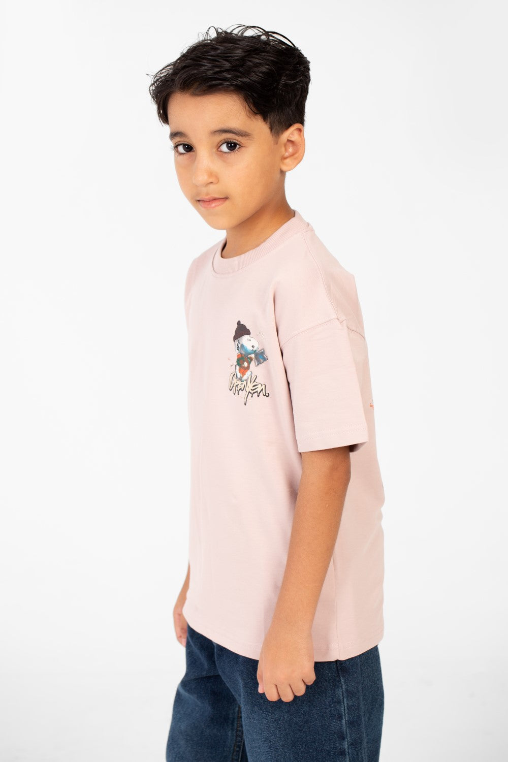 تي شيرت ميلتون صيفي كبير الحجم برقبة دائرية وأكمام قصيرة للأولاد