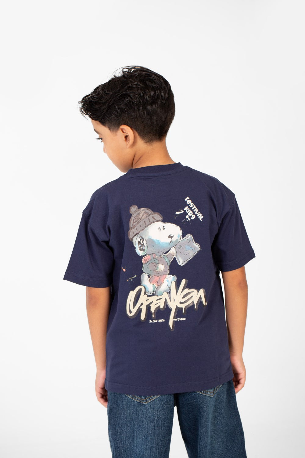 تي شيرت ميلتون صيفي كبير الحجم برقبة دائرية وأكمام قصيرة للأولاد