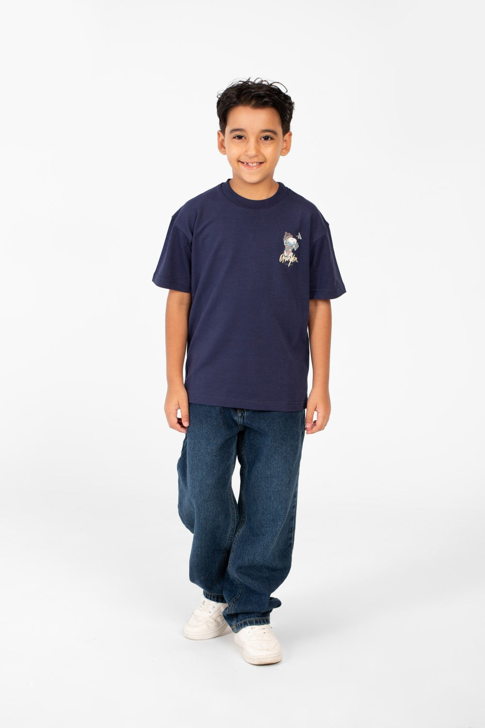 تي شيرت ميلتون صيفي كبير الحجم برقبة دائرية وأكمام قصيرة للأولاد