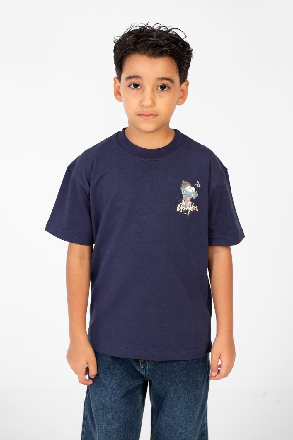 تي شيرت ميلتون صيفي كبير الحجم برقبة دائرية وأكمام قصيرة للأولاد