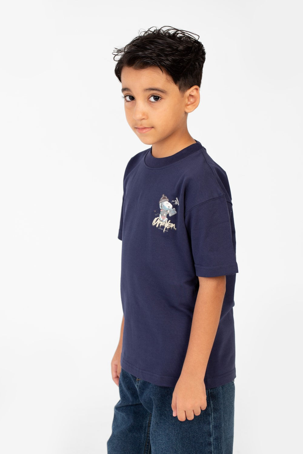 تي شيرت ميلتون صيفي كبير الحجم برقبة دائرية وأكمام قصيرة للأولاد