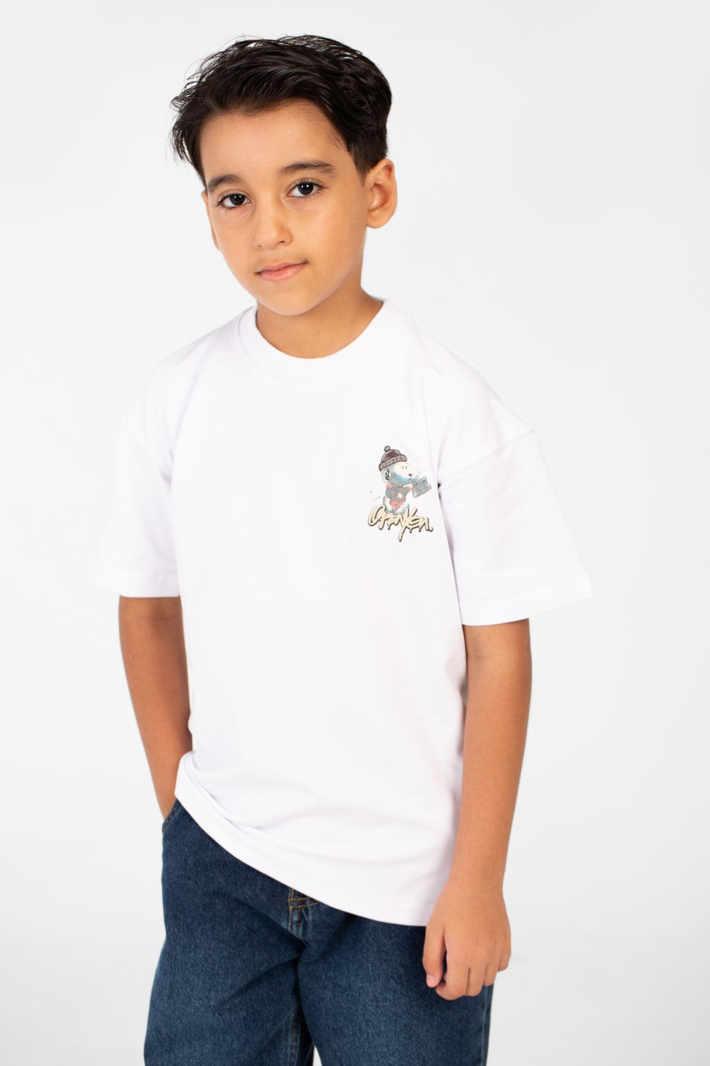 تي شيرت ميلتون صيفي كبير الحجم برقبة دائرية وأكمام قصيرة للأولاد