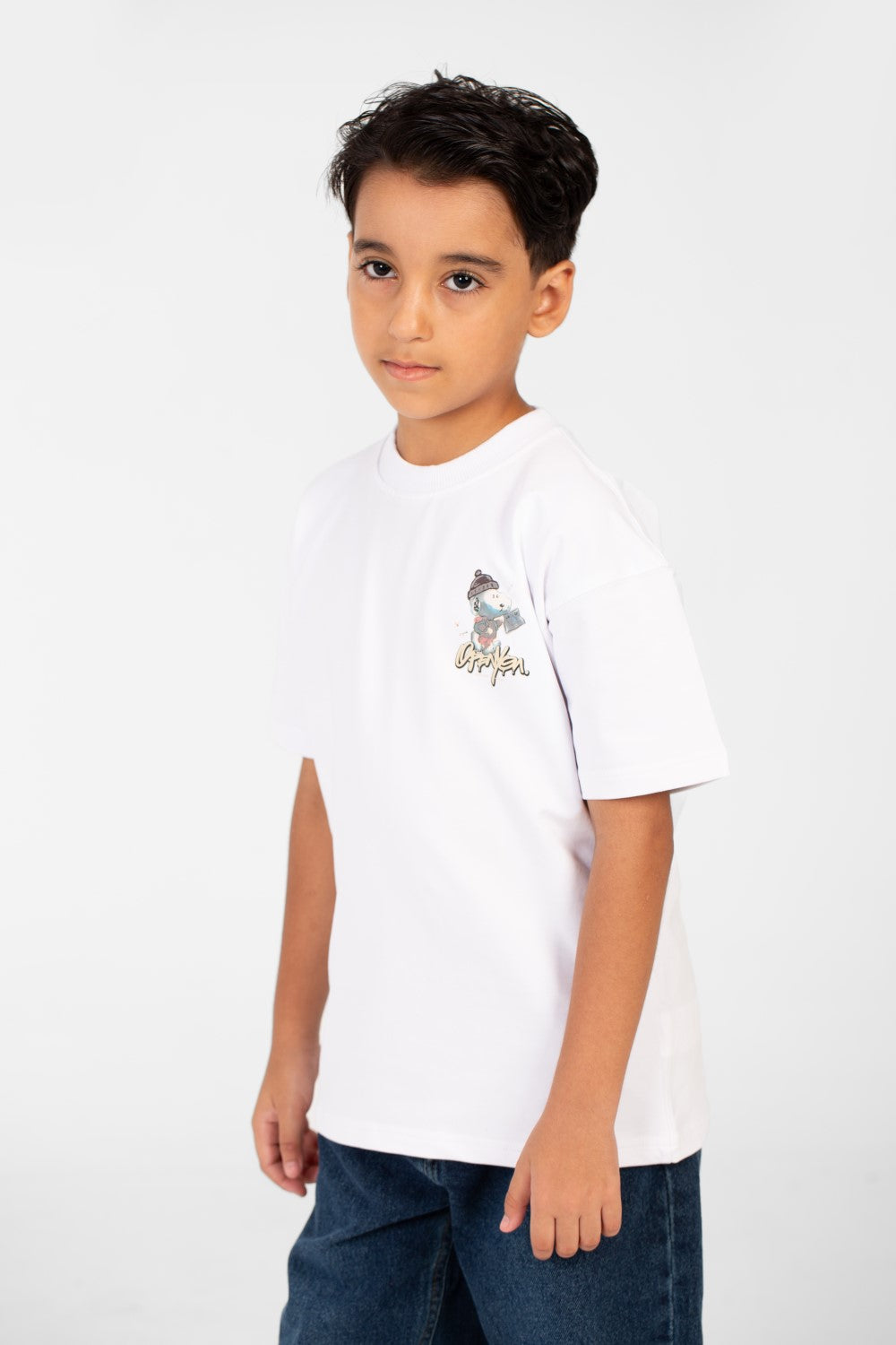 تي شيرت ميلتون صيفي كبير الحجم برقبة دائرية وأكمام قصيرة للأولاد