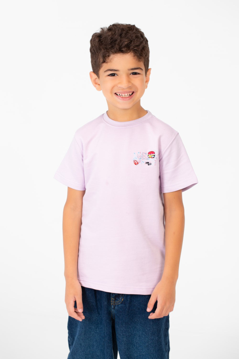 تي شيرت ميلتون عالي الجودة للأولاد بأكمام قصيرة ورقبة دائرية مطبوع عليه شعار ميلتون