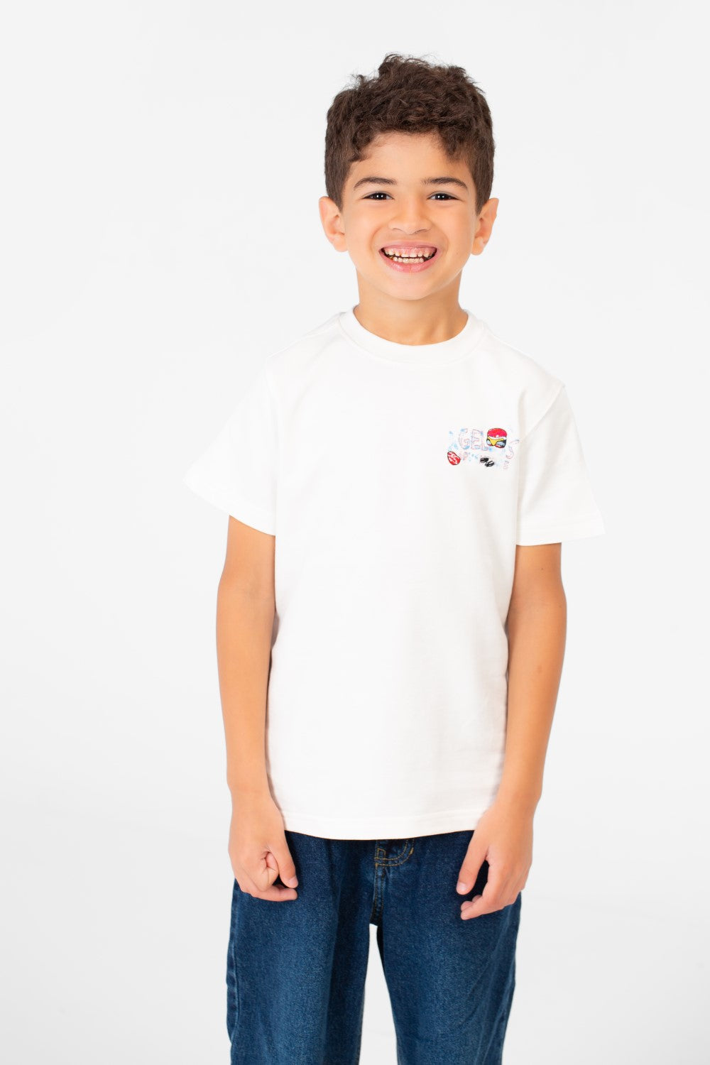 تي شيرت ميلتون عالي الجودة للأولاد بأكمام قصيرة ورقبة دائرية مطبوع عليه شعار ميلتون