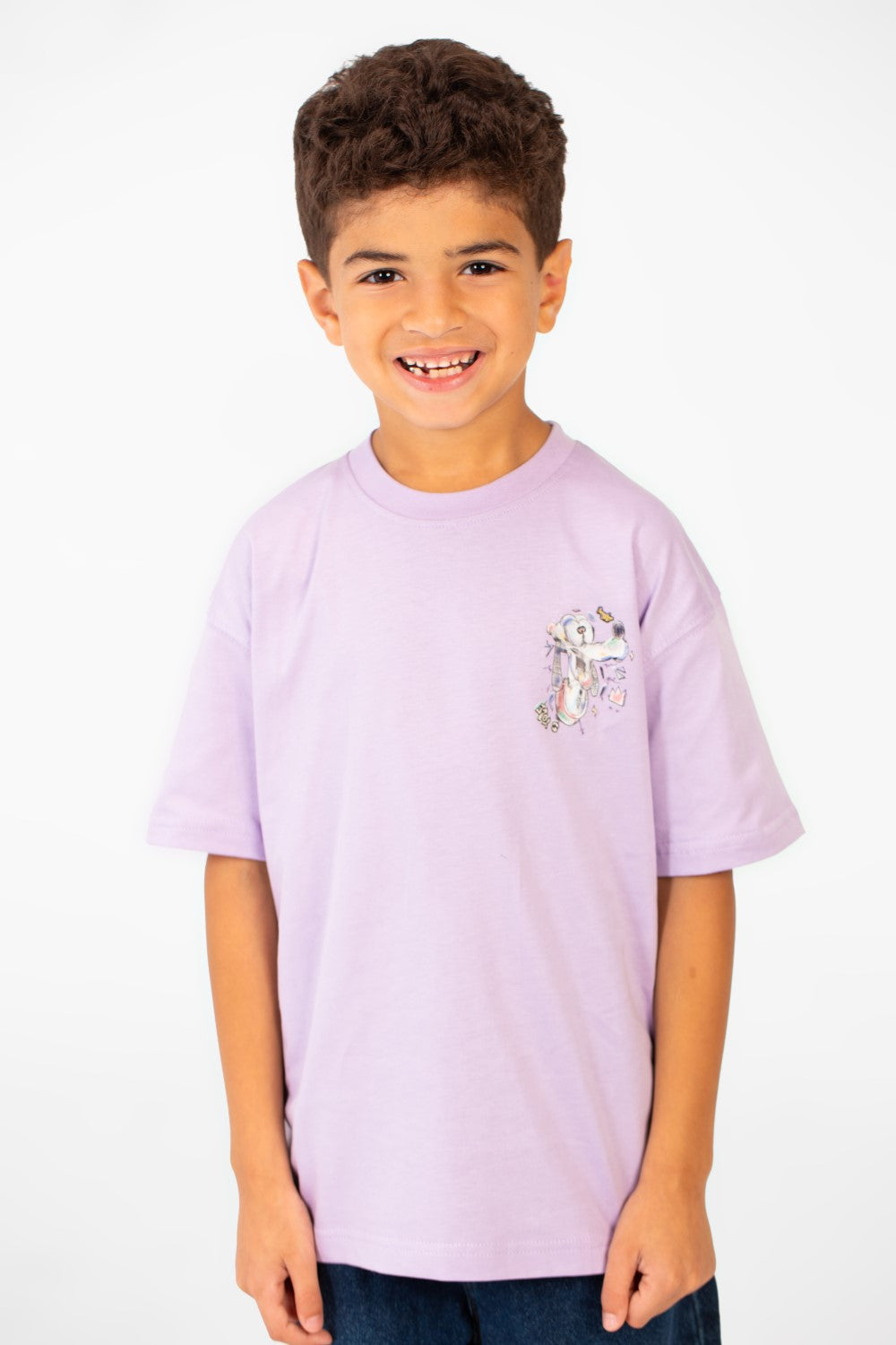 Boy's Oversized Crew Neck Front And Back Print Half Sleeves T-shirt