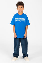 Boy's Oversized Text printed crew neck T-shirt