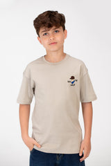 Boy's Oversized Printed Crew Neck T-Shirt