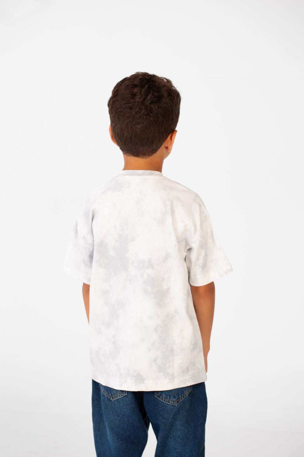 تي شيرت للأولاد بأكمام قصيرة ومقاس كبير ومصبوغ بالربطة وطبعة Hugger