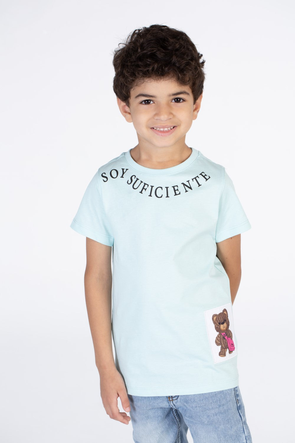 Boys Round T-shirt printed circle at the Neack and a bear at the bottom