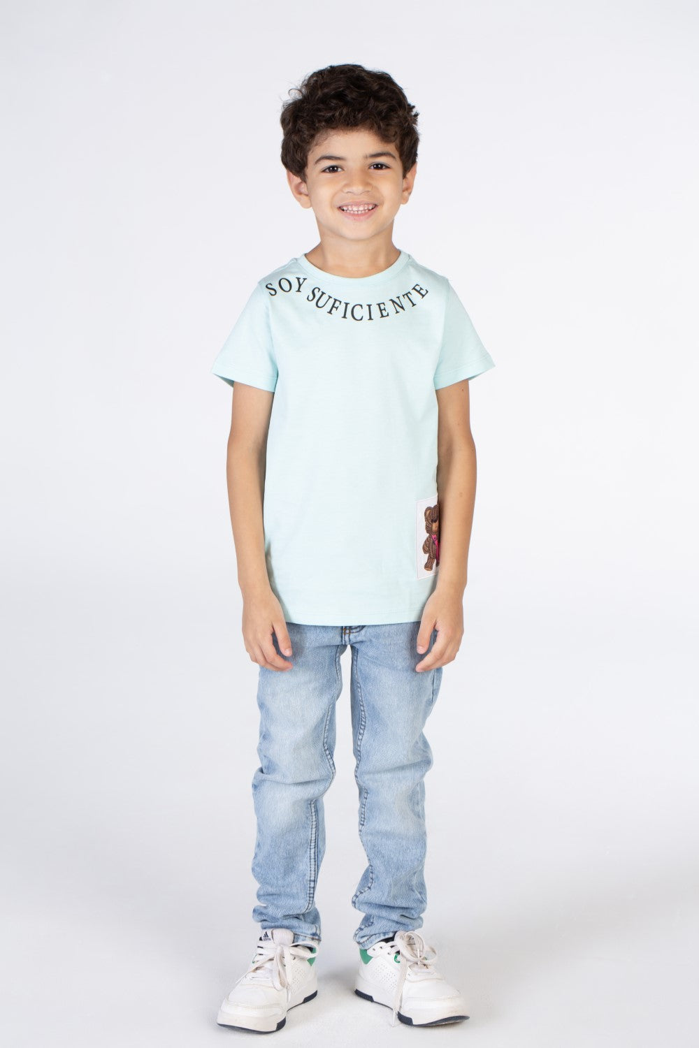 Boys Round T-shirt printed circle at the Neack and a bear at the bottom