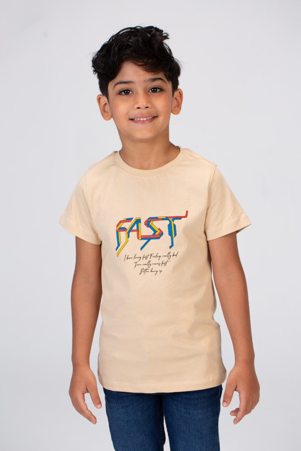 تي شيرت للأولاد بأكمام قصيرة وطباعة سريعة على الأمام والخلف