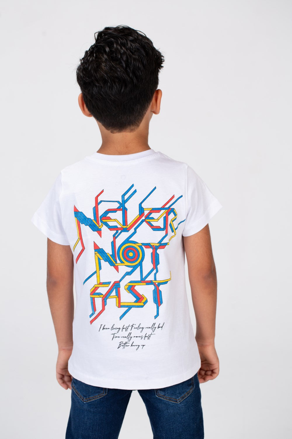 تي شيرت للأولاد بأكمام قصيرة وطباعة سريعة على الأمام والخلف