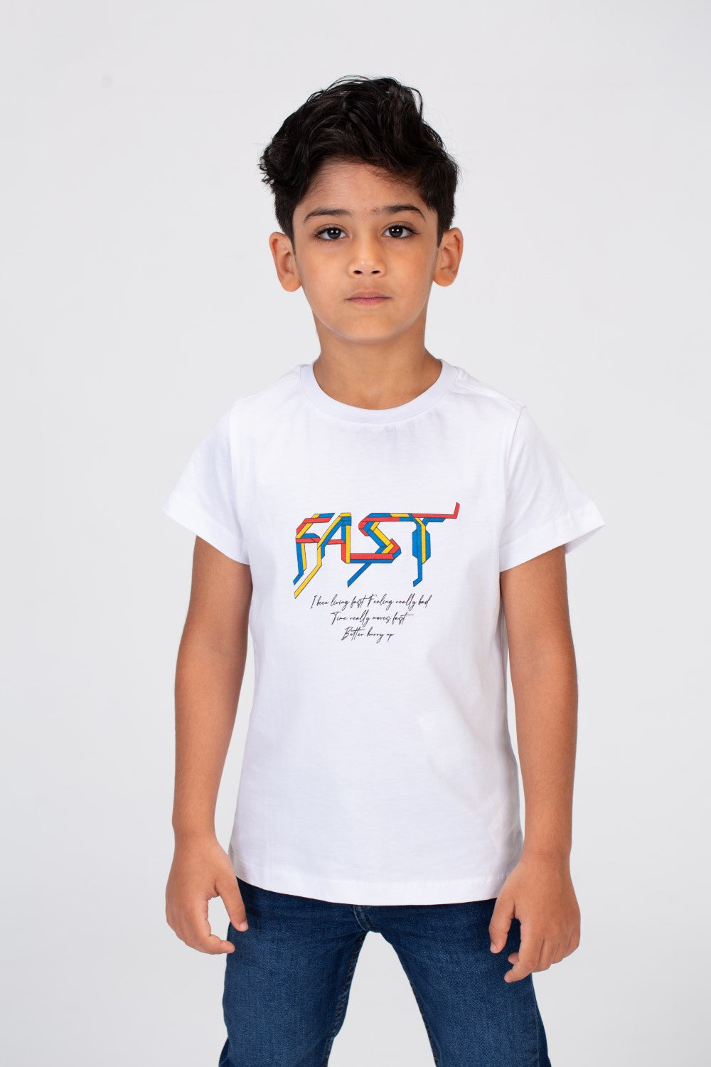 تي شيرت للأولاد بأكمام قصيرة وطباعة سريعة على الأمام والخلف