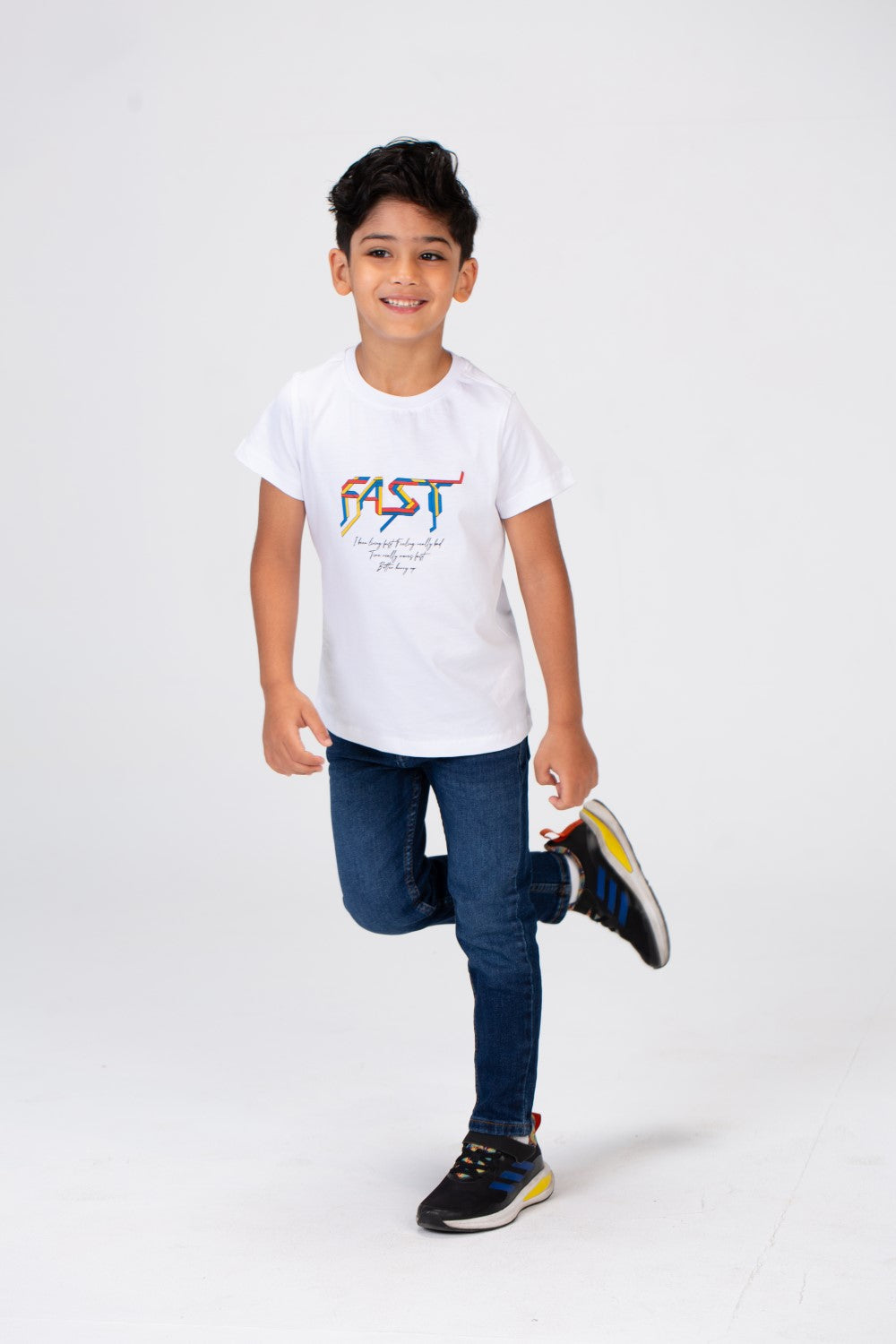 تي شيرت للأولاد بأكمام قصيرة وطباعة سريعة على الأمام والخلف