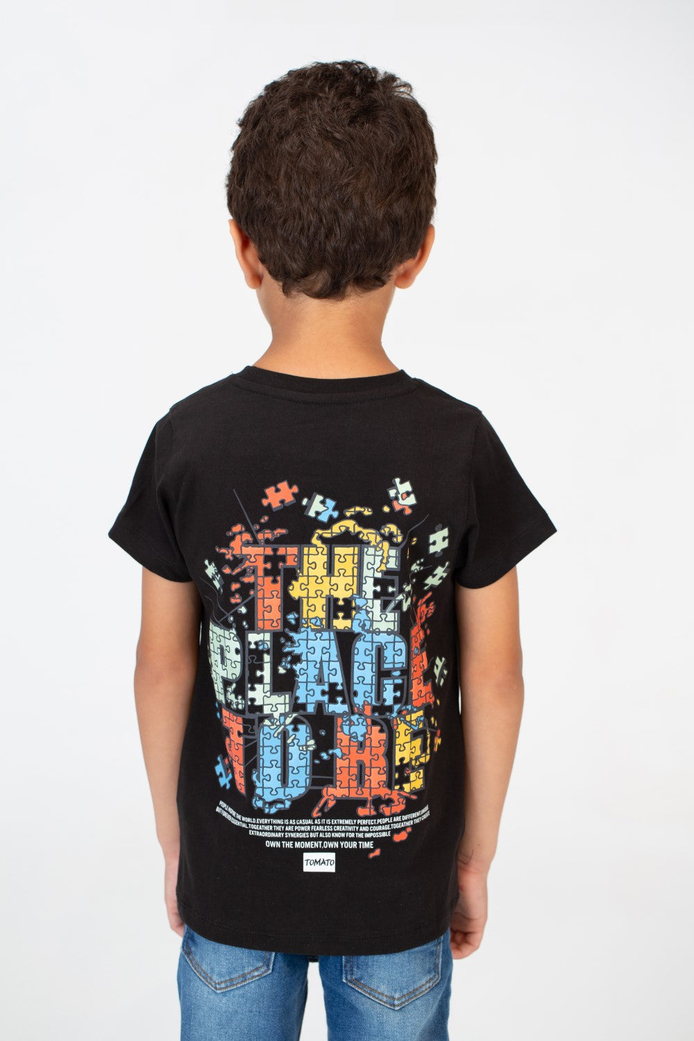 Boys Round Neck T-shirt With Half Sleeves And A Print On The Front And Back