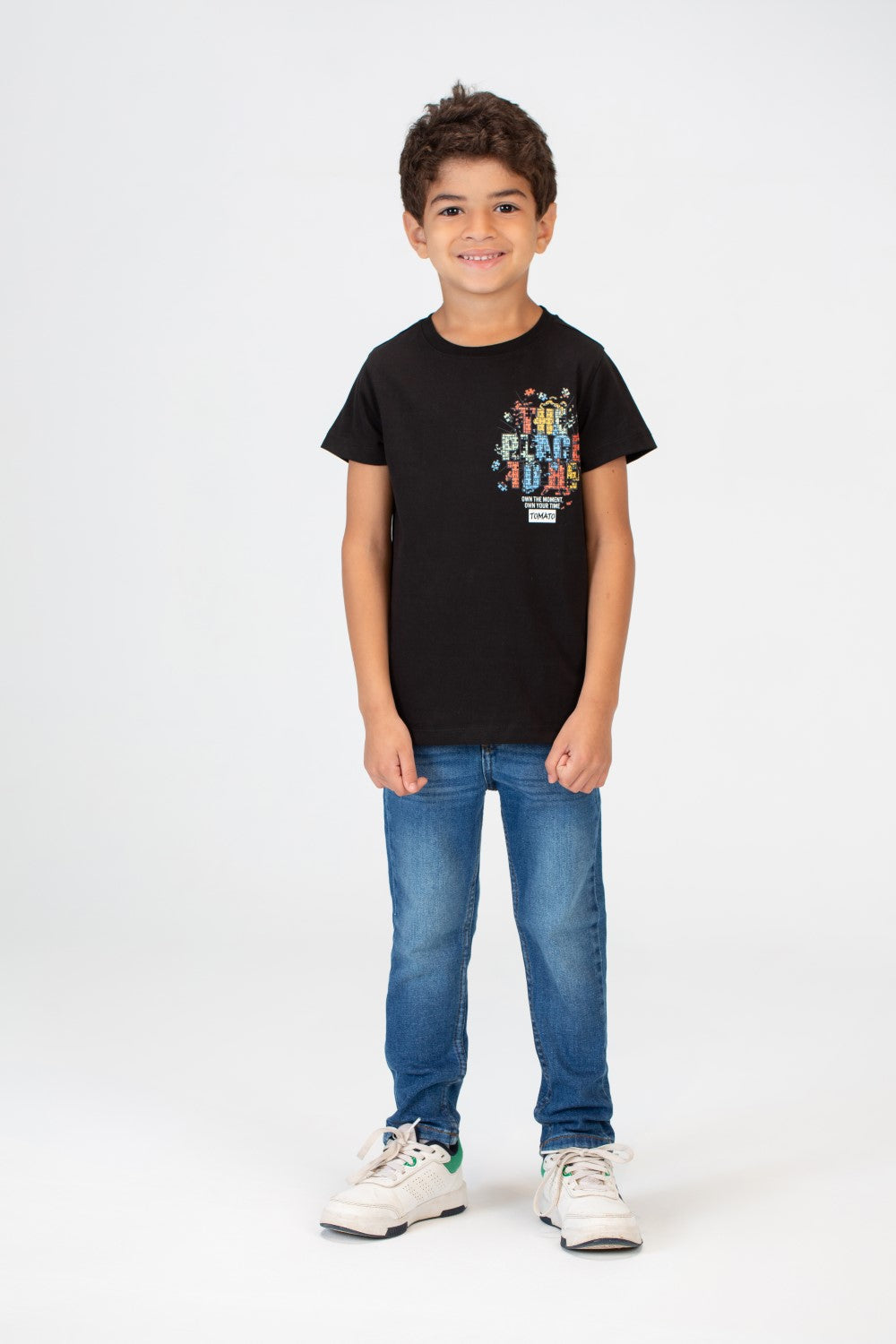 Boys Round Neck T-shirt With Half Sleeves And A Print On The Front And Back