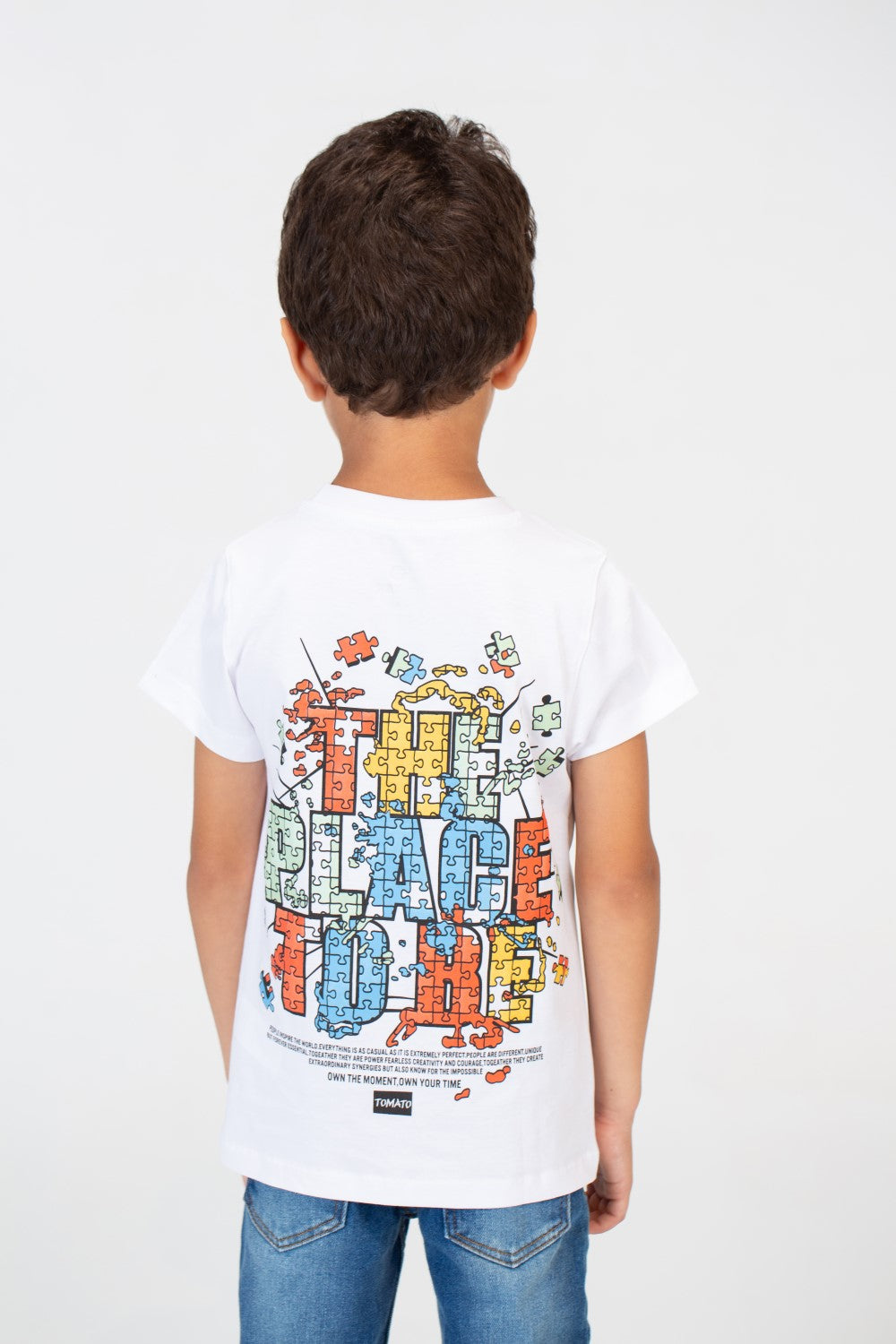 Boys Round Neck T-shirt With Half Sleeves And A Print On The Front And Back