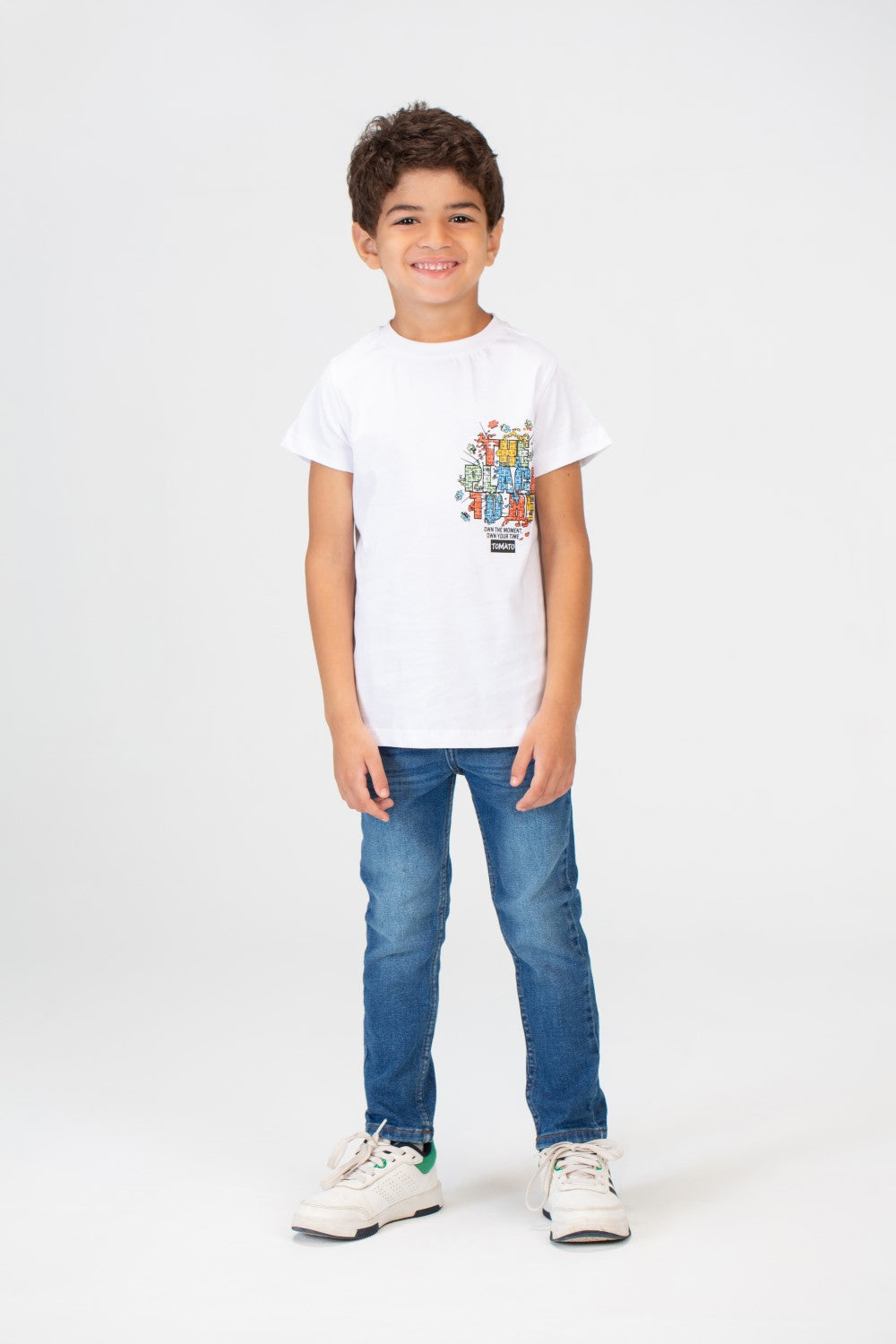 Boys Round Neck T-shirt With Half Sleeves And A Print On The Front And Back