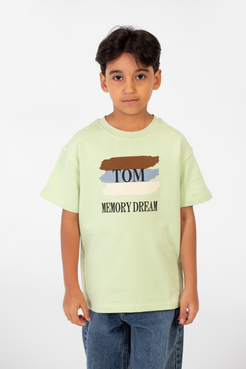 تي شيرت ميلتون صيفي كبير الحجم بأكمام قصيرة وطبعة نصية للأولاد