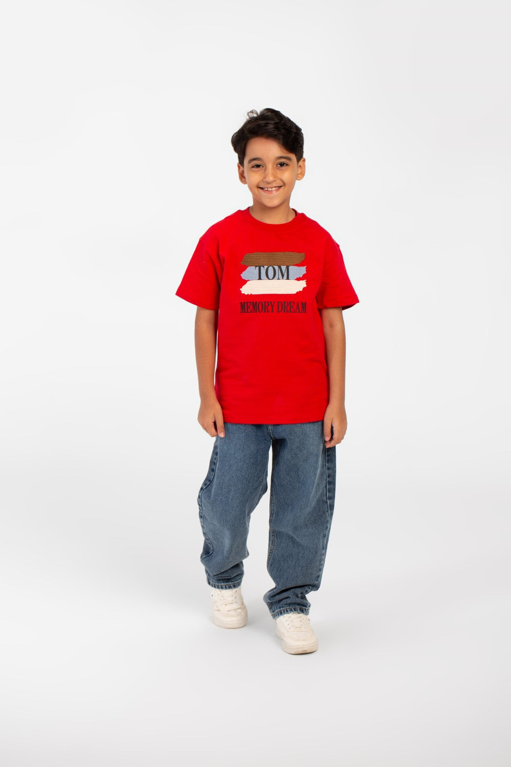 تي شيرت ميلتون صيفي كبير الحجم بأكمام قصيرة وطبعة نصية للأولاد