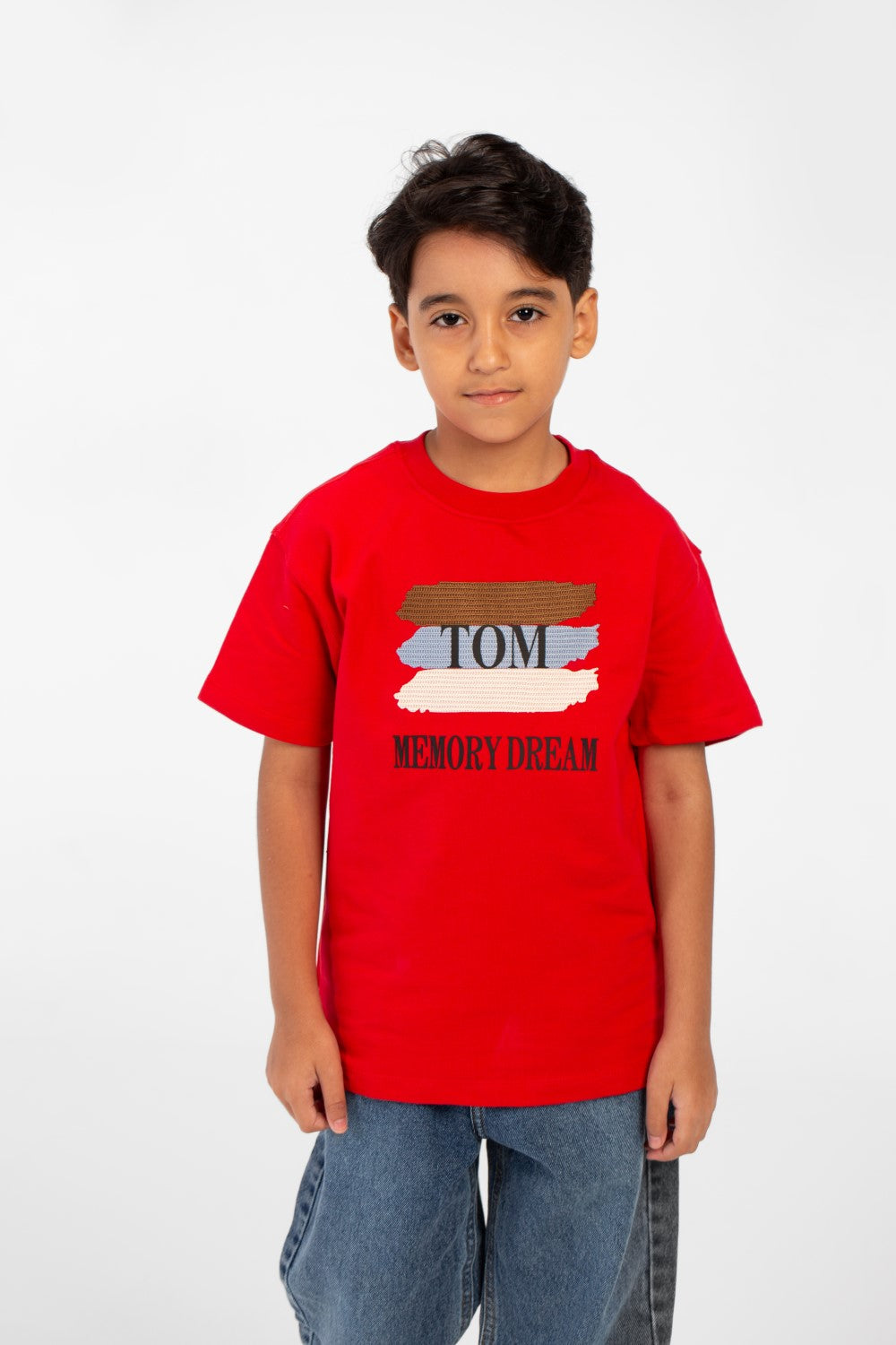 تي شيرت ميلتون صيفي كبير الحجم بأكمام قصيرة وطبعة نصية للأولاد