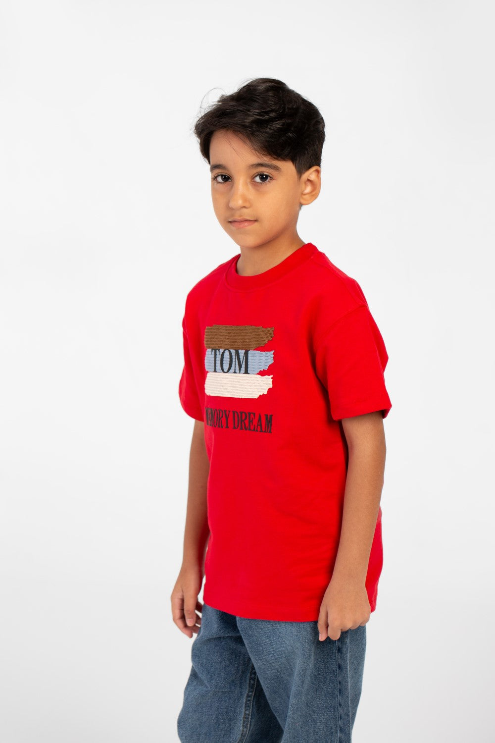 تي شيرت ميلتون صيفي كبير الحجم بأكمام قصيرة وطبعة نصية للأولاد