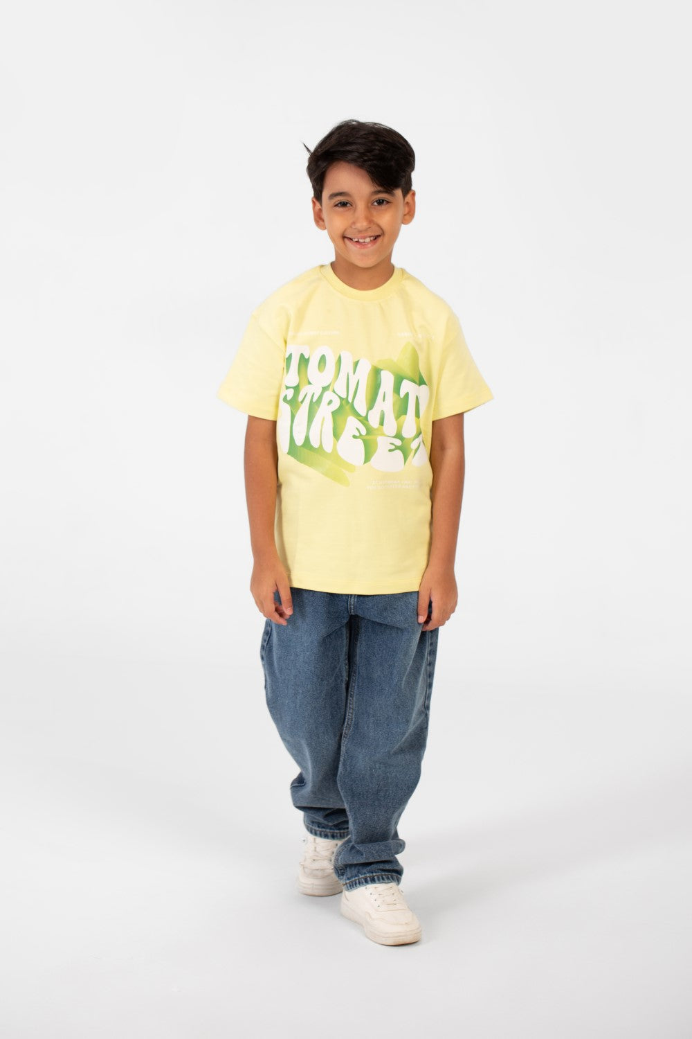 تي شيرت ميلتون صيفي كبير الحجم للأولاد بطبعة أمامية وأكمام قصيرة