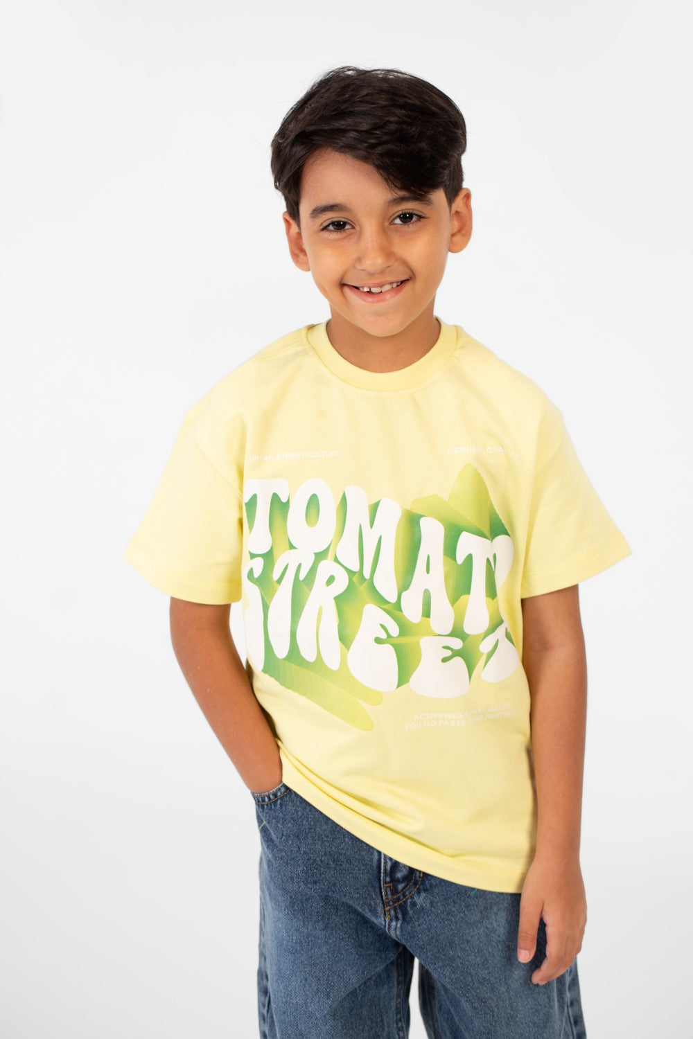 تي شيرت ميلتون صيفي كبير الحجم للأولاد بطبعة أمامية وأكمام قصيرة