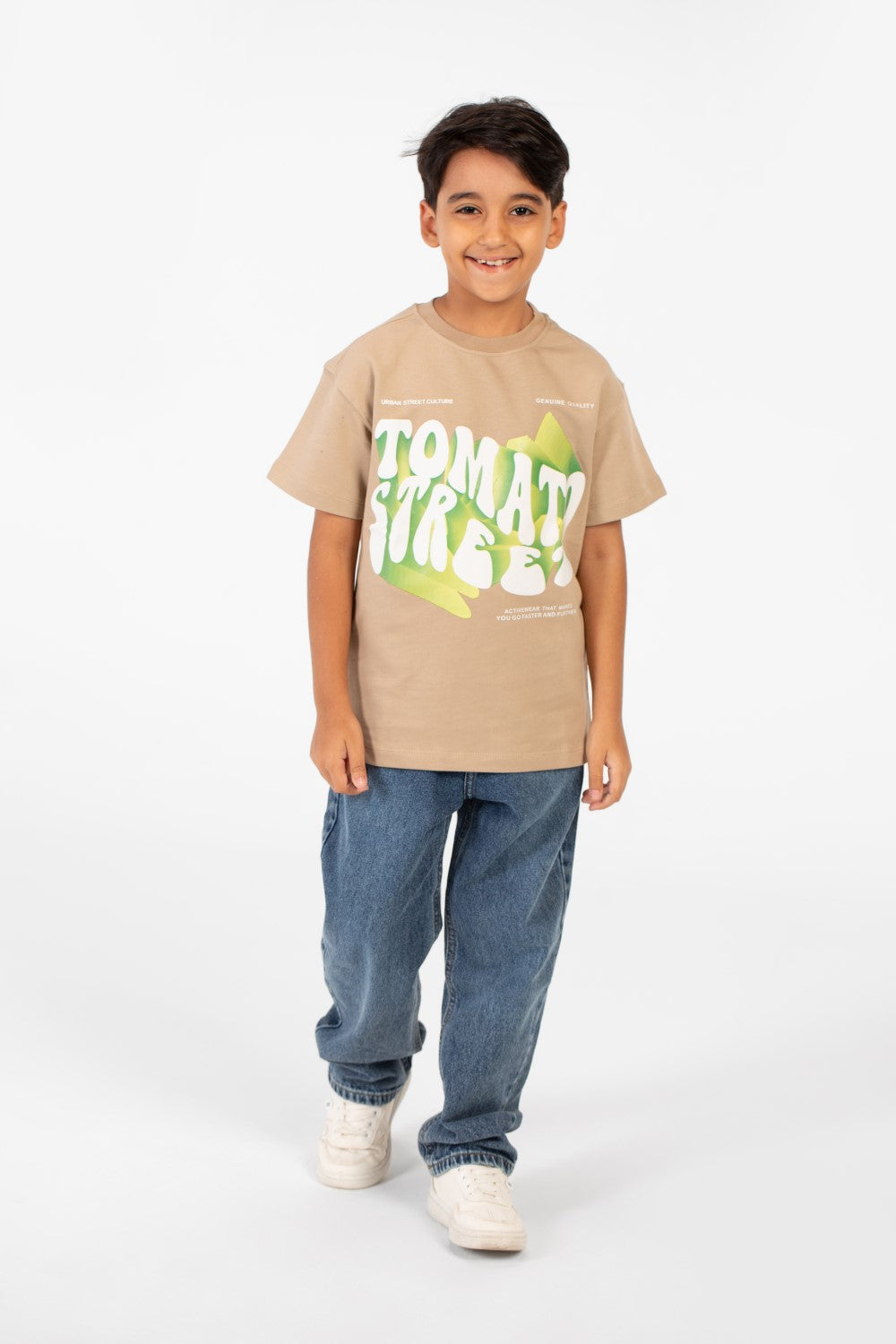 تي شيرت ميلتون صيفي كبير الحجم للأولاد بطبعة أمامية وأكمام قصيرة